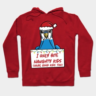 Only Bite Naughty Kids Male Blue Budgie Hoodie